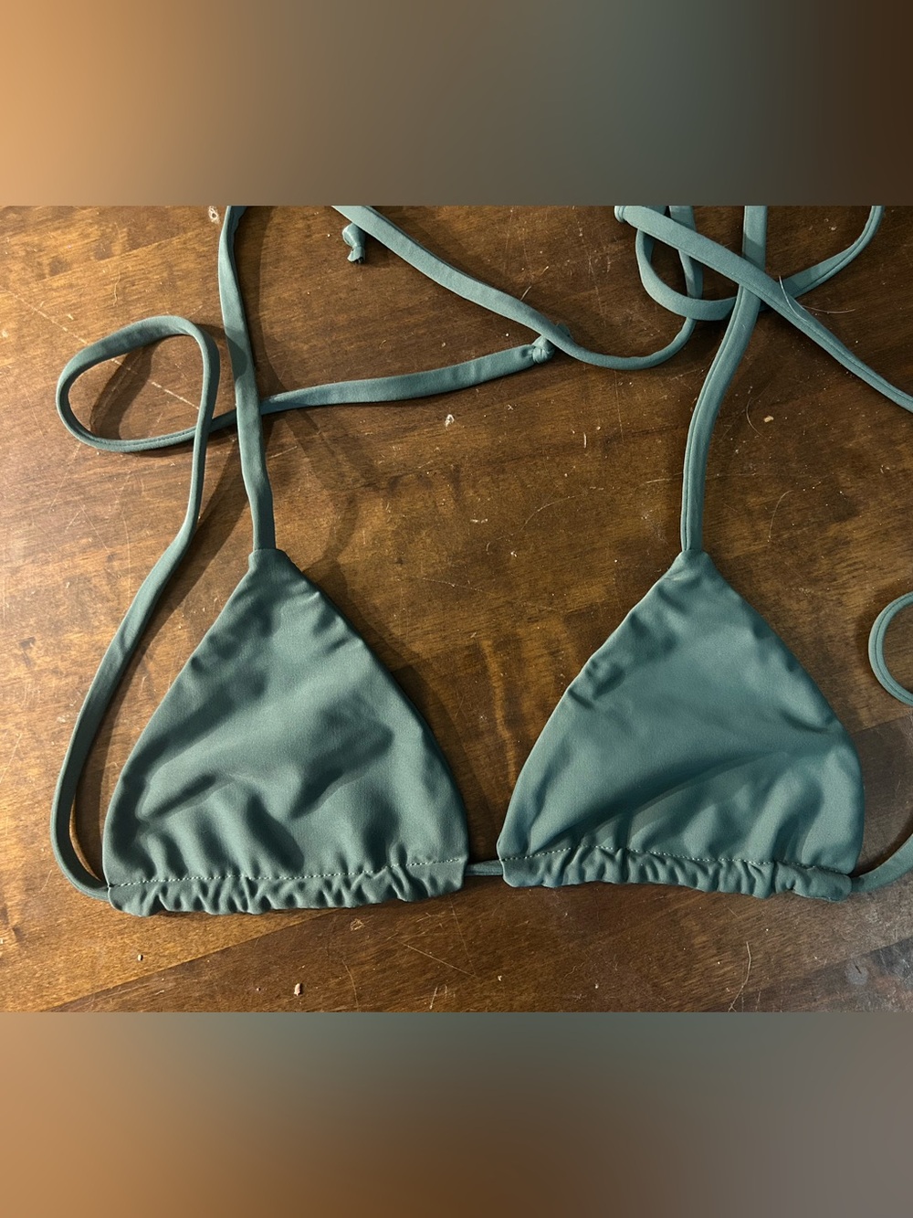 NWOT Sexy Skimpy no known brand Dark Hunter Army Green Triangle Bikini Top